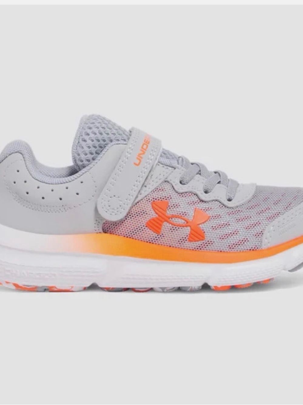 💥 NEW !!!!!!! Under Armour Kid’s Light Gray and Orange Athletic Sneakers SZ 3